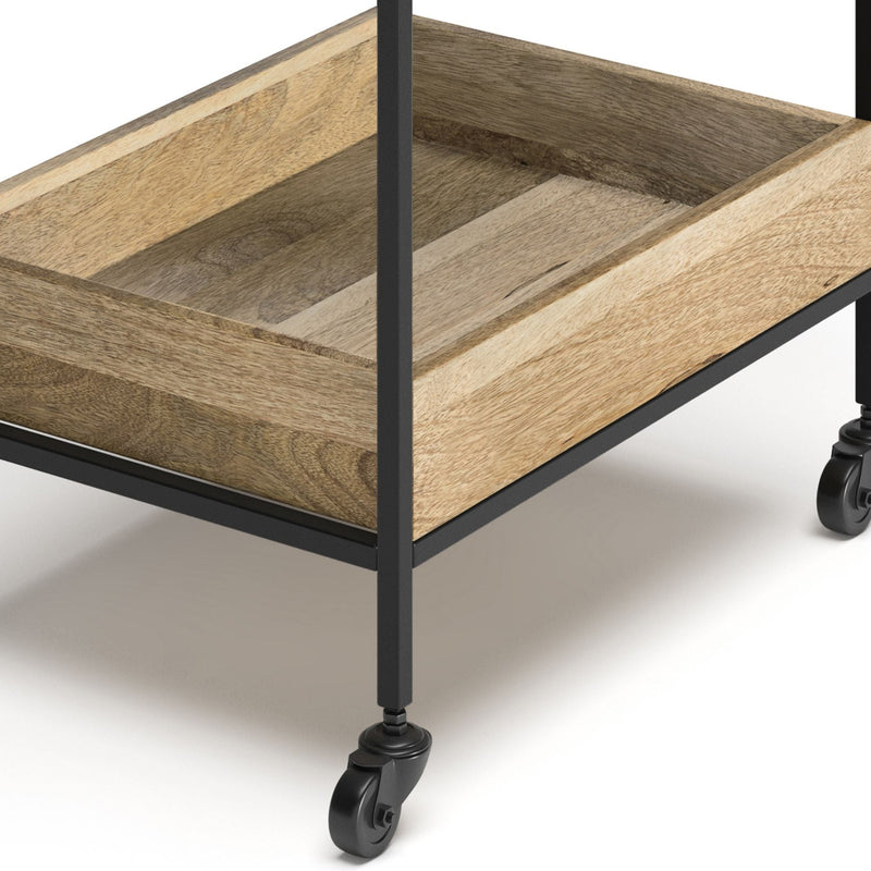 Natural Wood Bar Cart with Shelves and Glass Rack - Natural, photo 4 of 6