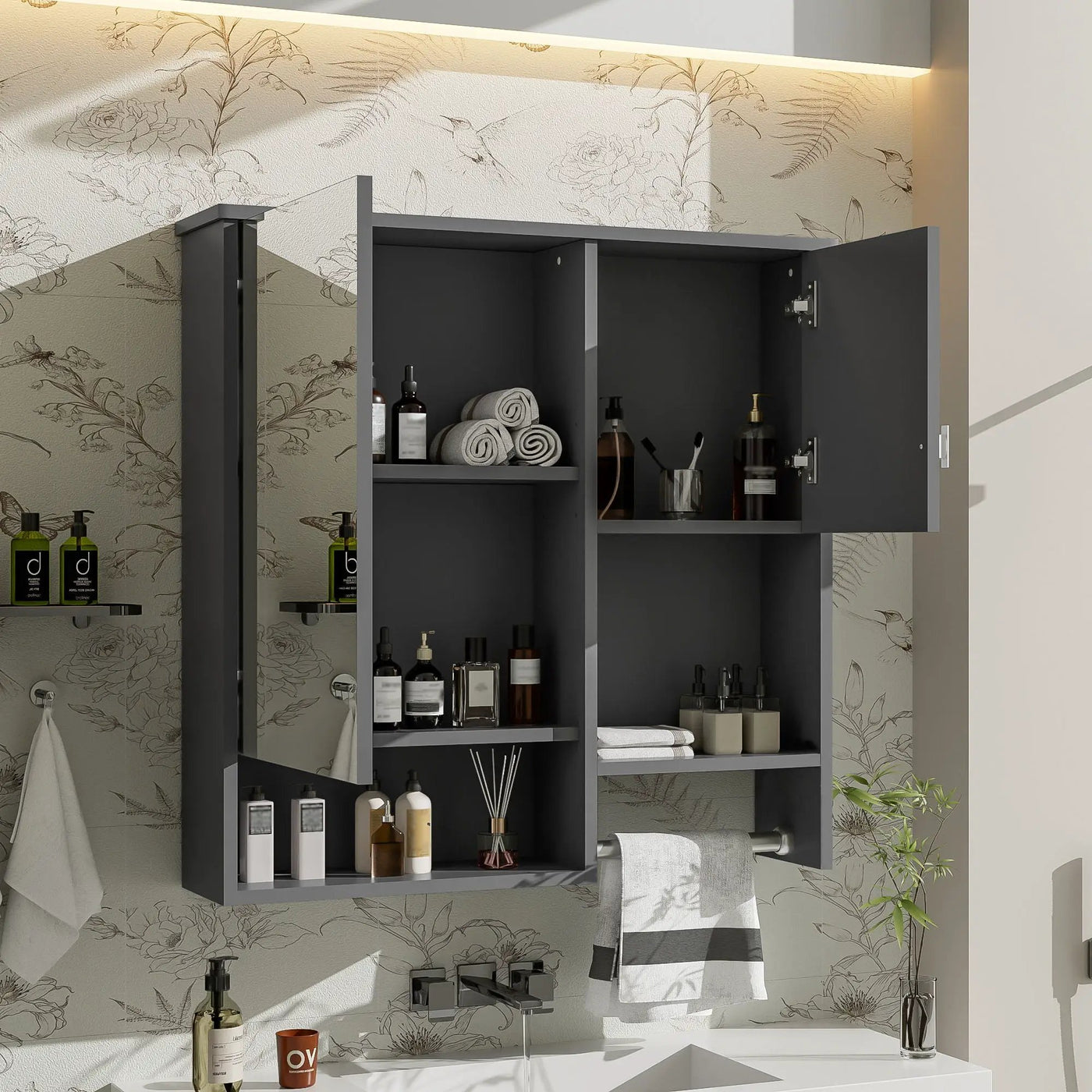 Modern Wall Mounted Bathroom Medicine Cabinet, Bathroom Wall Storage Cabinet With Mirror by HouseOfZazla