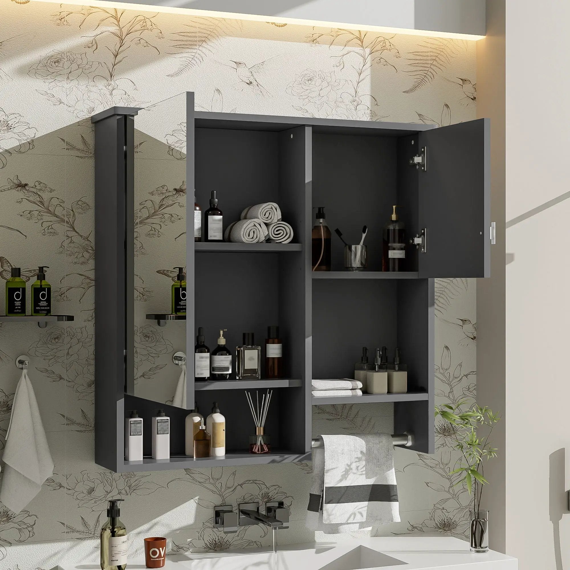 Modern Wall Mounted Bathroom Medicine Cabinet, Bathroom Wall Storage Cabinet With Mirror by HouseOfZazla
