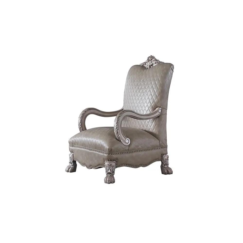 Dresden - Chair With Pillow - Synthetic Leather & Vintage Bone White by Unique Piece Furniture
