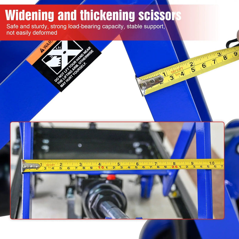 Hydraulic Lift Trolley, 500 Lbs Capacity, With 4 Wheels, For Material Handling And Transportation - Black / Blue by HouseOfZazla