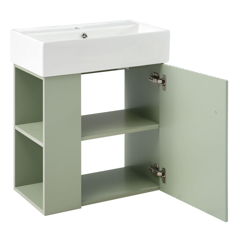 Modern Floating Bathroom Vanity With Ceramic Basin Perfect For Small Bathrooms by HouseOfZazla