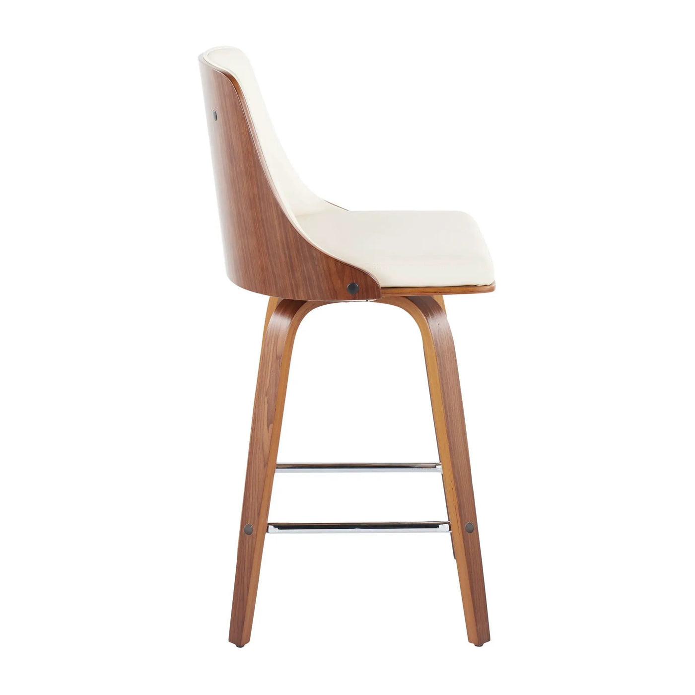 Gianna - Mid Century Modern Fixed Height Counter Stool With Swivel With Square Footrest (Set of 2) by HouseOfZazla