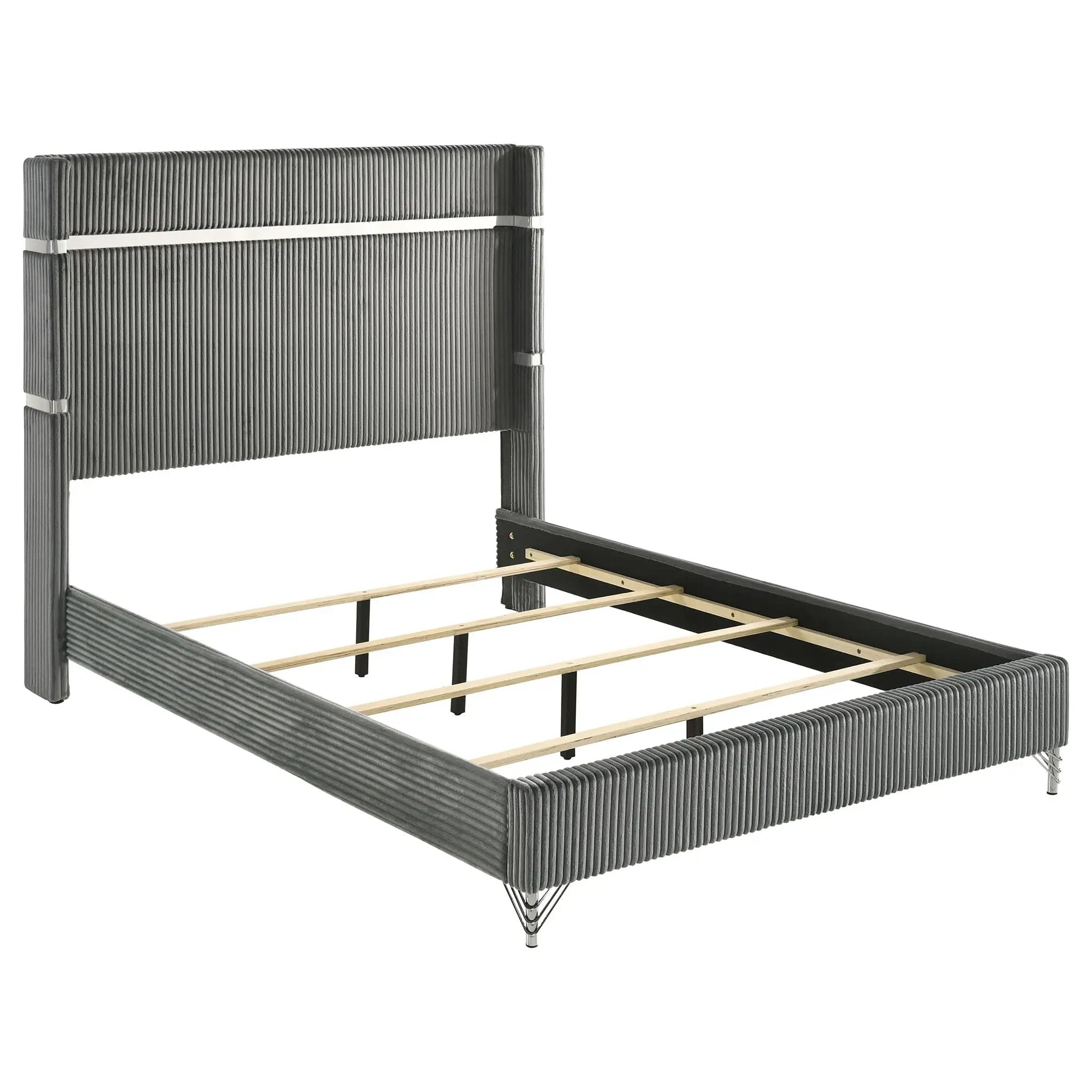 Lucia 61-inch Upholstered Eastern King Wingback Bed Grey by Unique Piece Furniture
