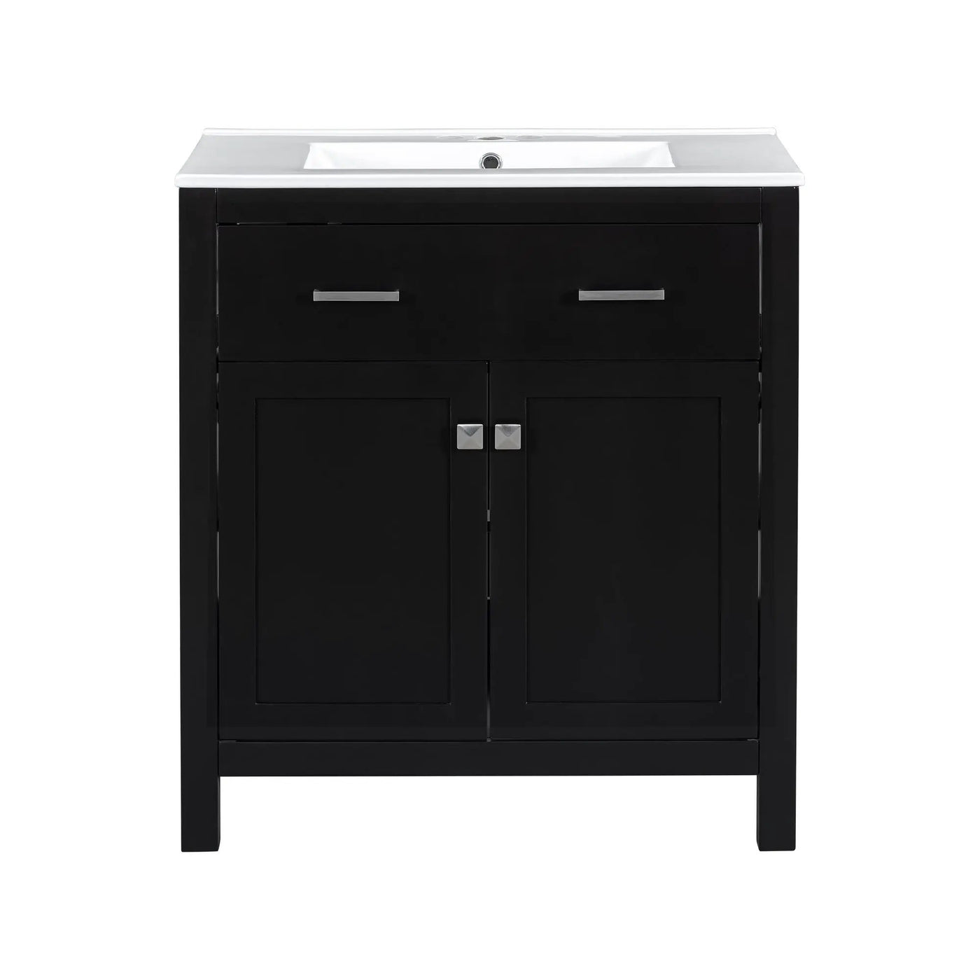 Bathroom Vanity With Ceramic Sink, Modern Single Bathroom Cabinet With 2 Doors And A Shelf, Soft Close Doors by HouseOfZazla