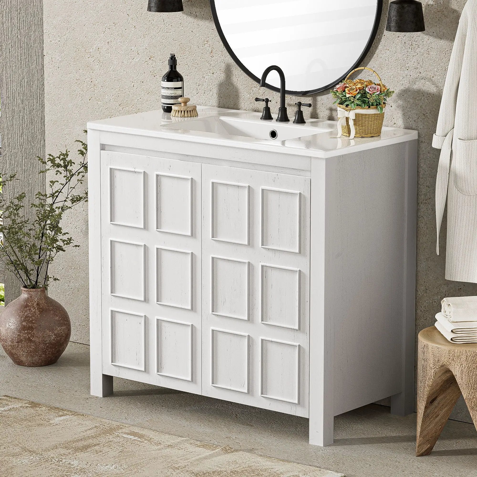 Bathroom Vanity Organizer With Sink, Combo Cabinet Set, Bathroom Storage Cabinet