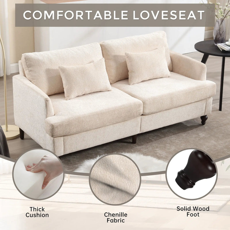 Mid Century Modern Fabric Loveseat Sofa, 2 Seat Upholstered Couch by Unique Piece Furniture