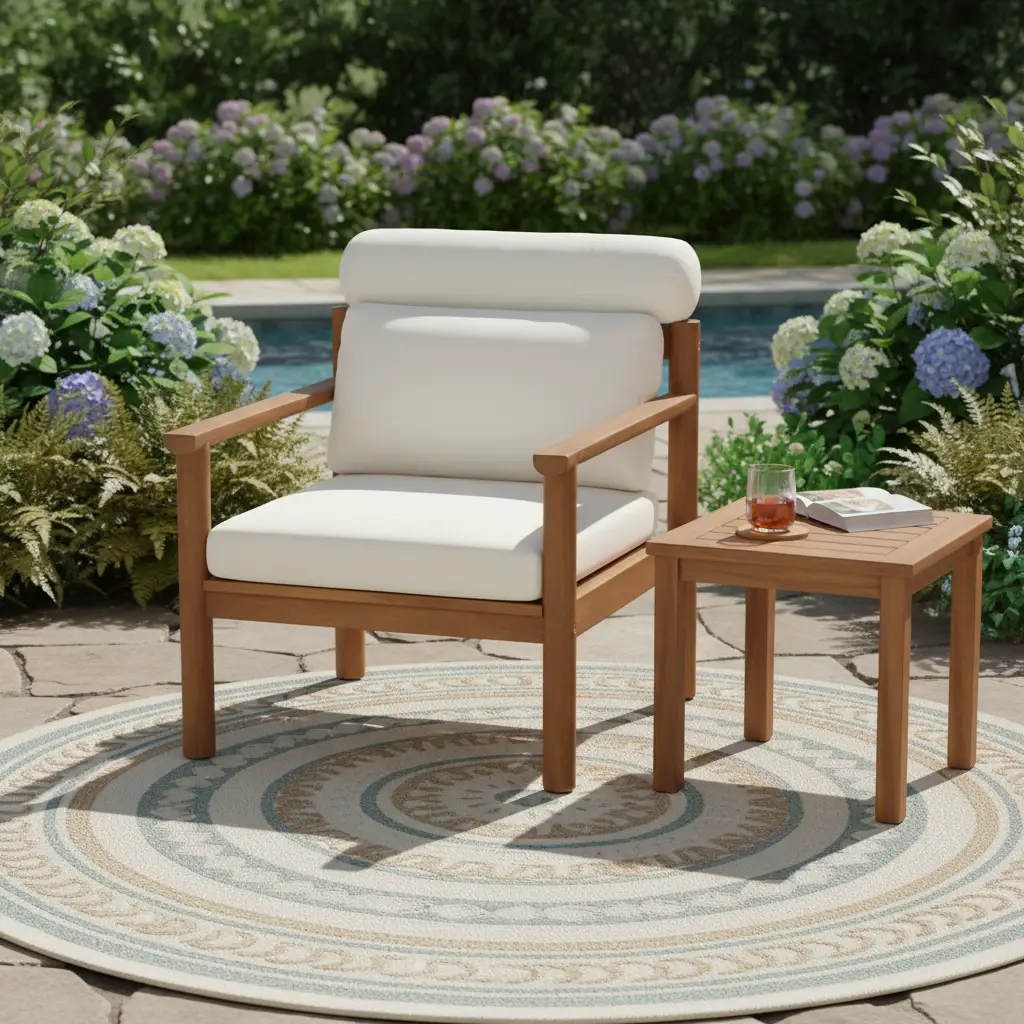 28" Mid-Century Modern Acacia Wood Outdoor Patio Chair by HouseOfZazla