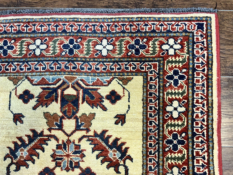 Afghan Heriz Runner Rug 2.9 x 12, Vintage Hand Knotted Persian Carpet for Hallway, 12ft Runner, Wool, Cream by Jewel Rugs