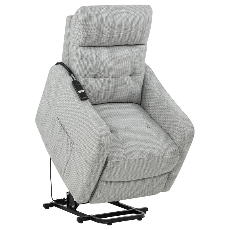 Dayes Upholstered Power Lift Recliner Chair Light Grey by Unique Piece Furniture