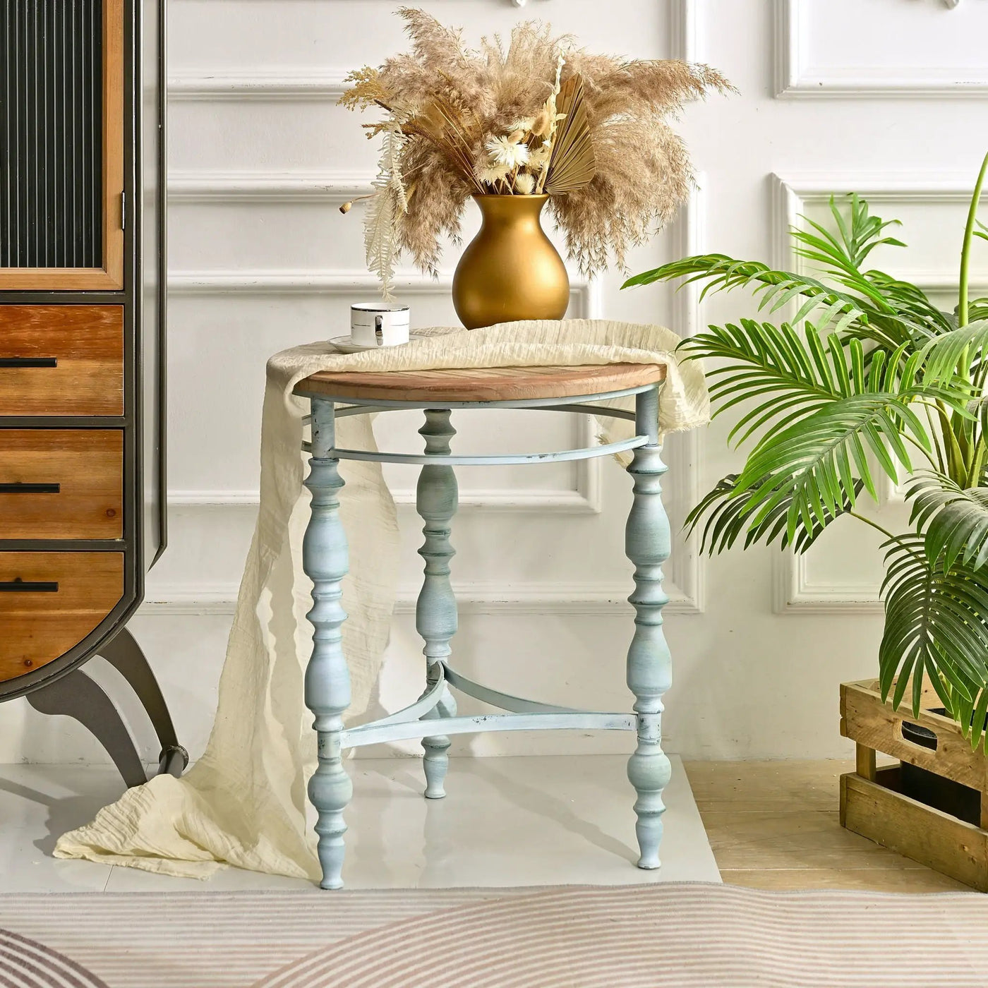 Round Top Carved Table For Living Room by HouseOfZazla