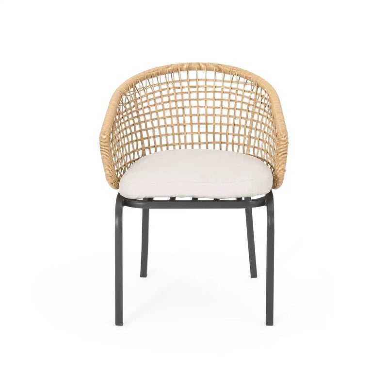 Outdoor Wicker Chair With Powder-Coated Iron Legs by HouseOfZazla