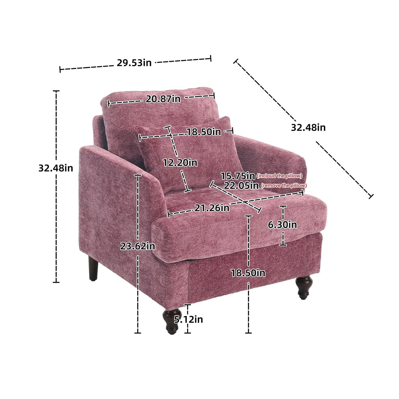 Modern Mid Century Wood Frame Armchair With Tufted Design by HouseOfZazla