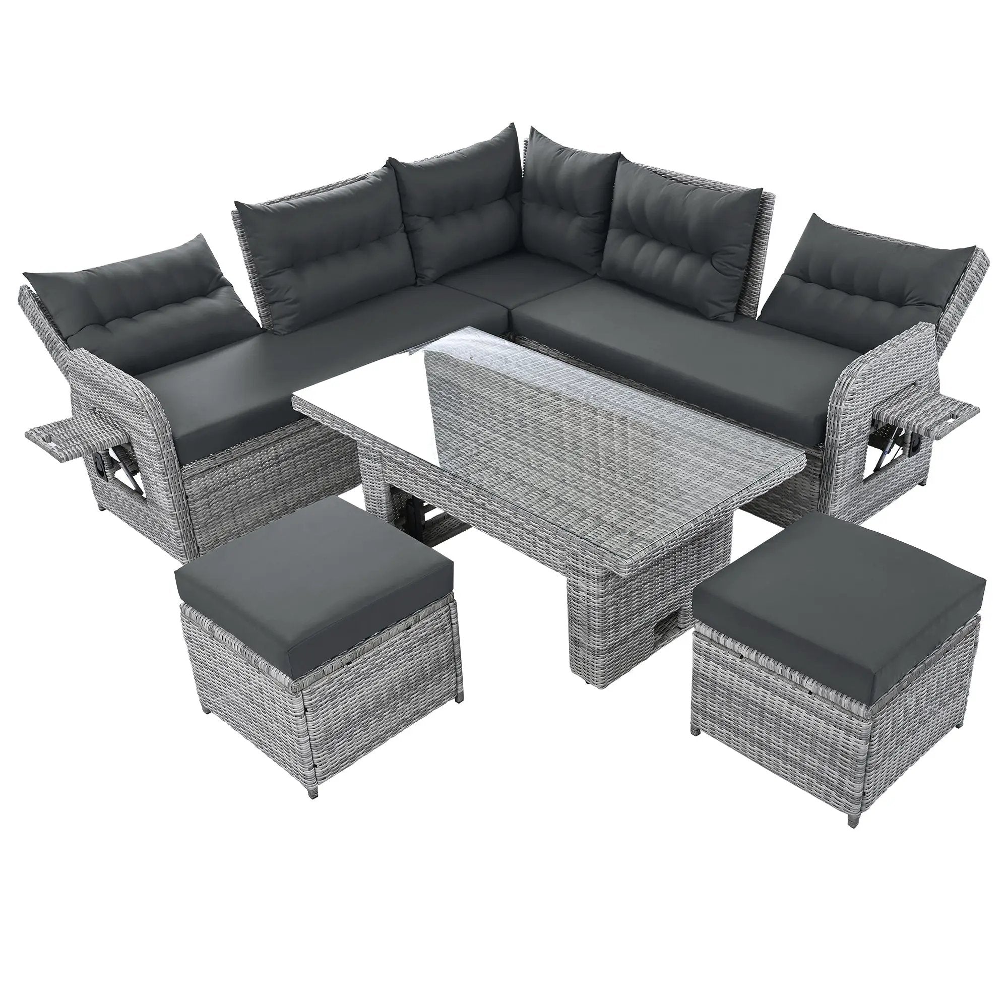 Outdoor Furniture Set Patio Rattan with Recliners and Tables by HouseOfZazla