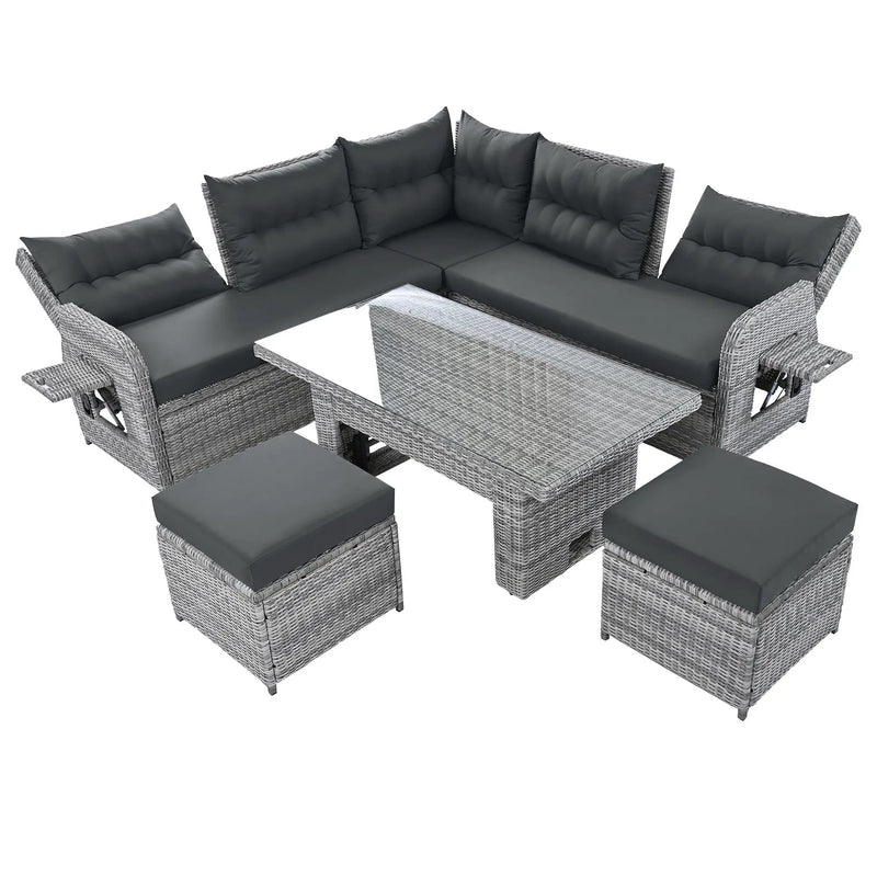 Outdoor Furniture Set Patio Rattan with Recliners and Tables by HouseOfZazla