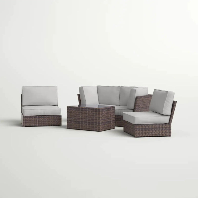 Comfortable Modern Patio Rattan Sectional Set With Cushions by Unique Piece Furniture