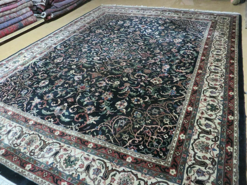 Indo Persian Rug 8x10, Wool Handmade Floral Carpet by Jewel Rugs