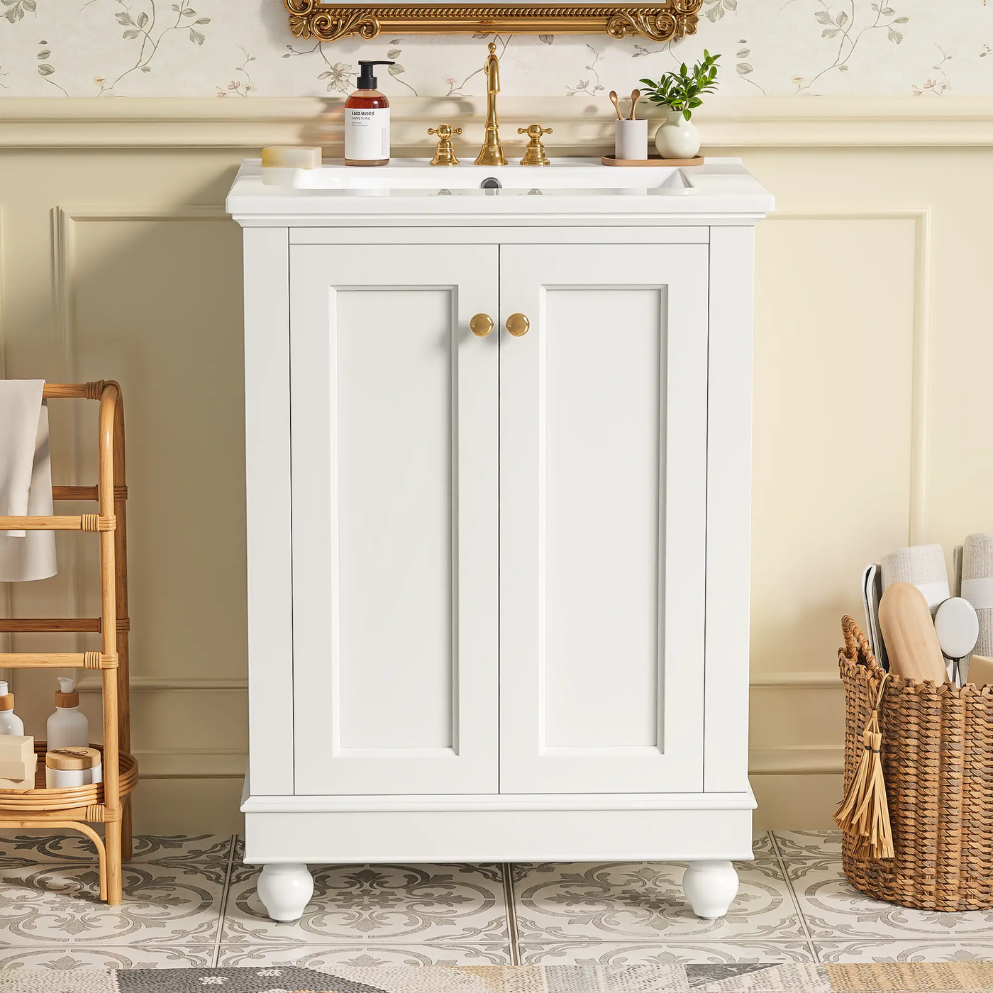 24 Inch Modern Bathroom Vanity Cabinet With Ceramic Sink by HouseOfZazla