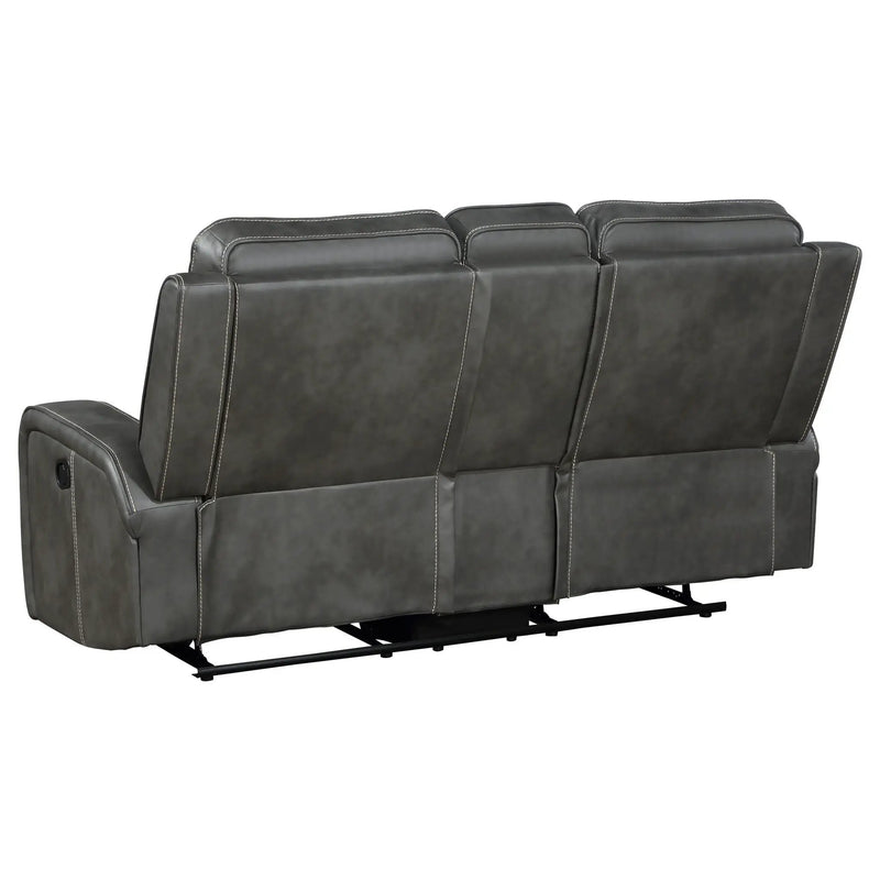 Raelynn Upholstered Track Arm Motion Loveseat Grey by Unique Piece Furniture