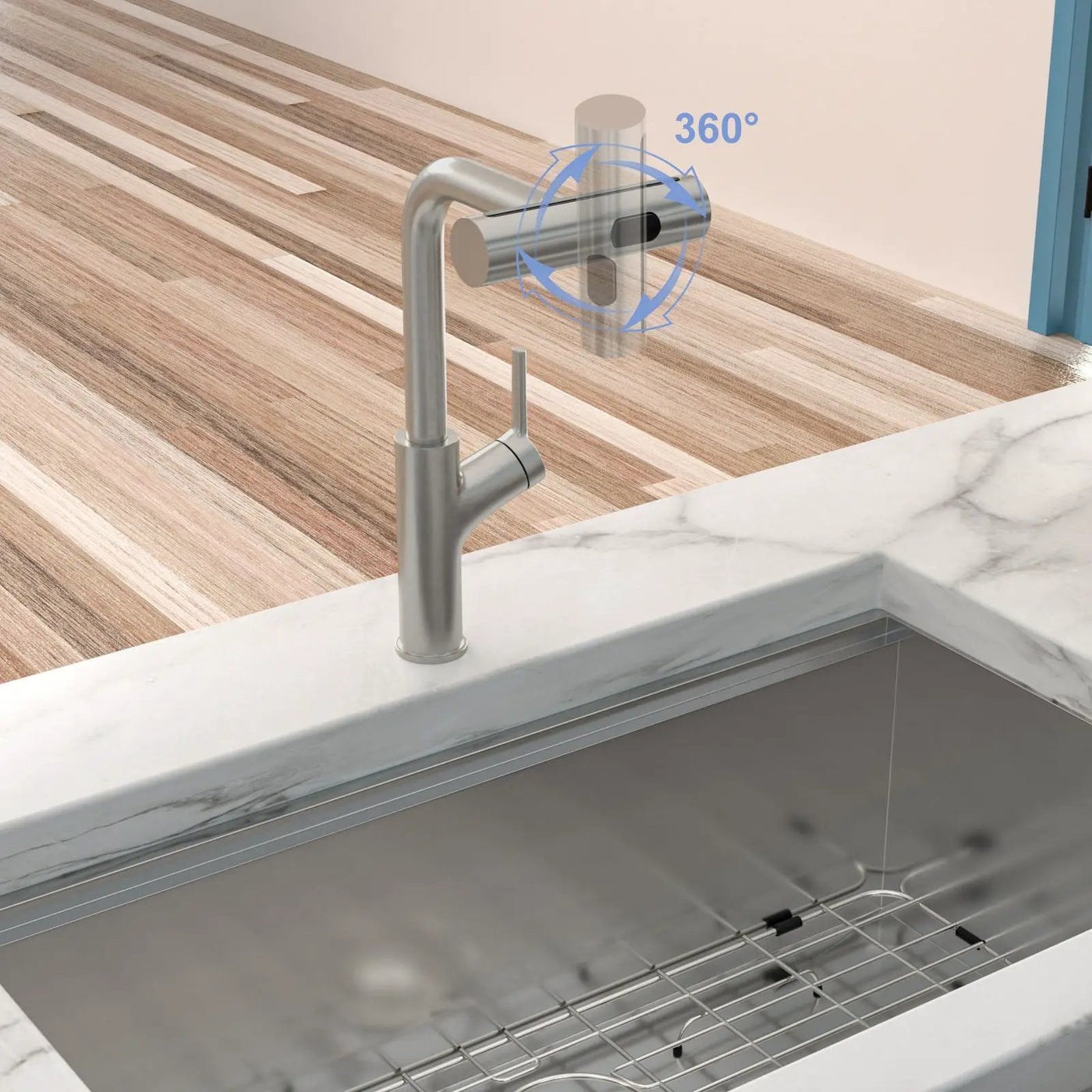 360° Pull Down Kitchen Faucet With 4 Spray Modes by HouseOfZazla