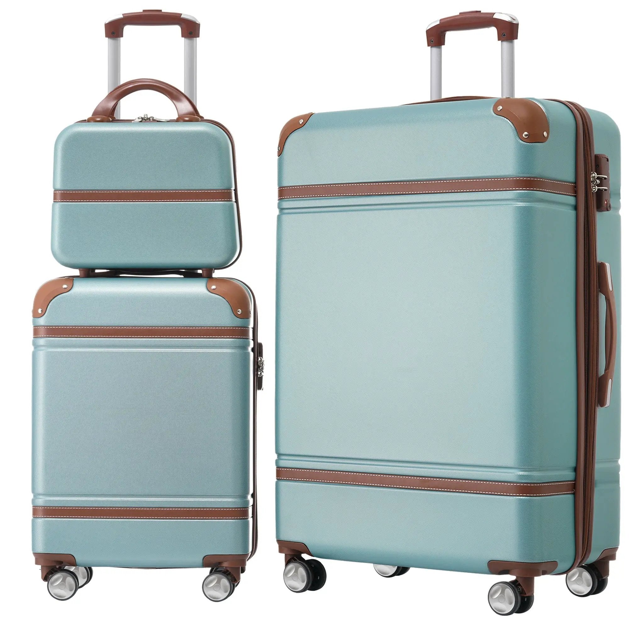 Hardshell Luggage Sets 3 Pieces 20" / 28" Luggages And Cosmetic Case Spinner Suitcase With Tsa Lock Lightweight by HouseOfZazla