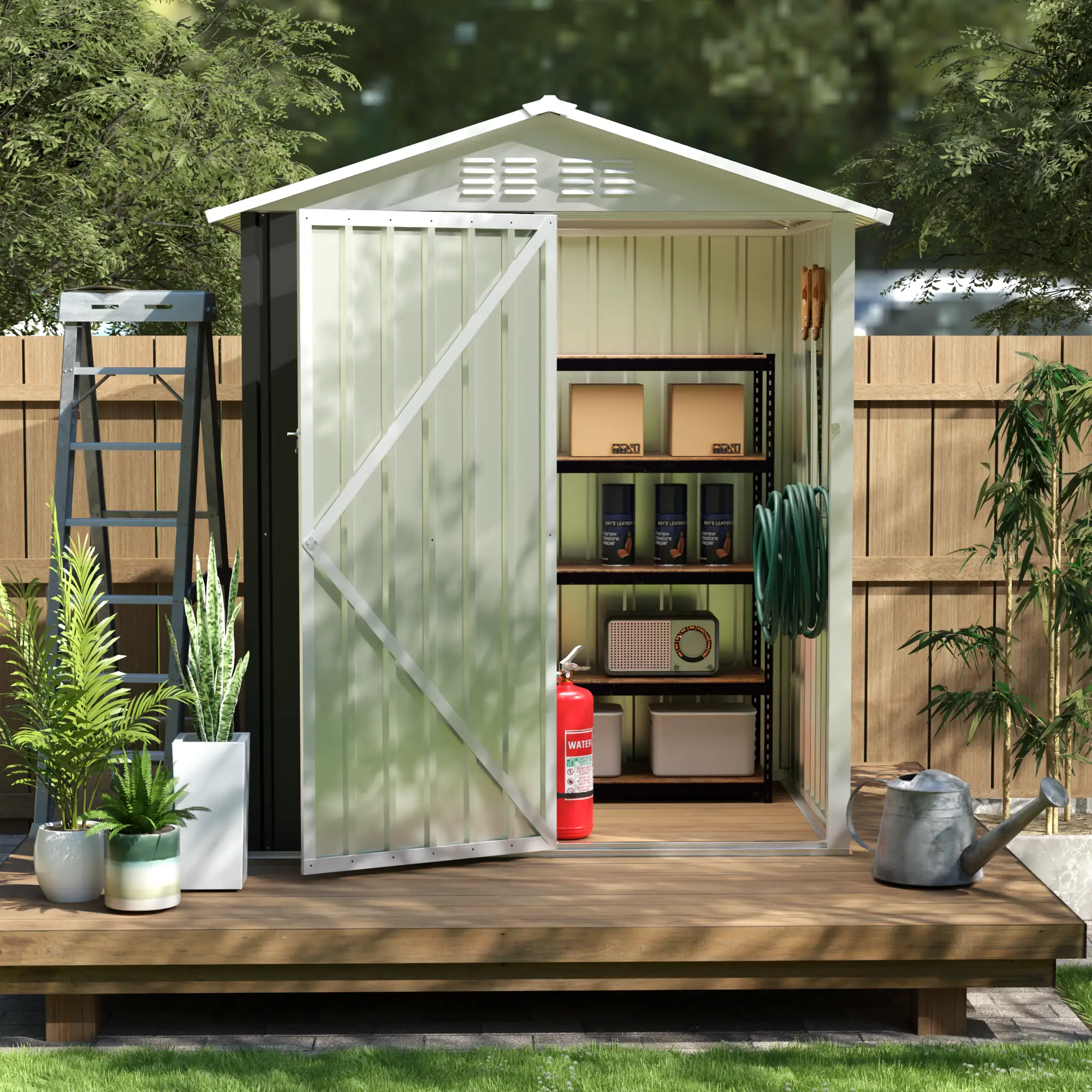 5.4x4.27 FT Outdoor Storage Shed with Hinge Door by HouseOfZazla