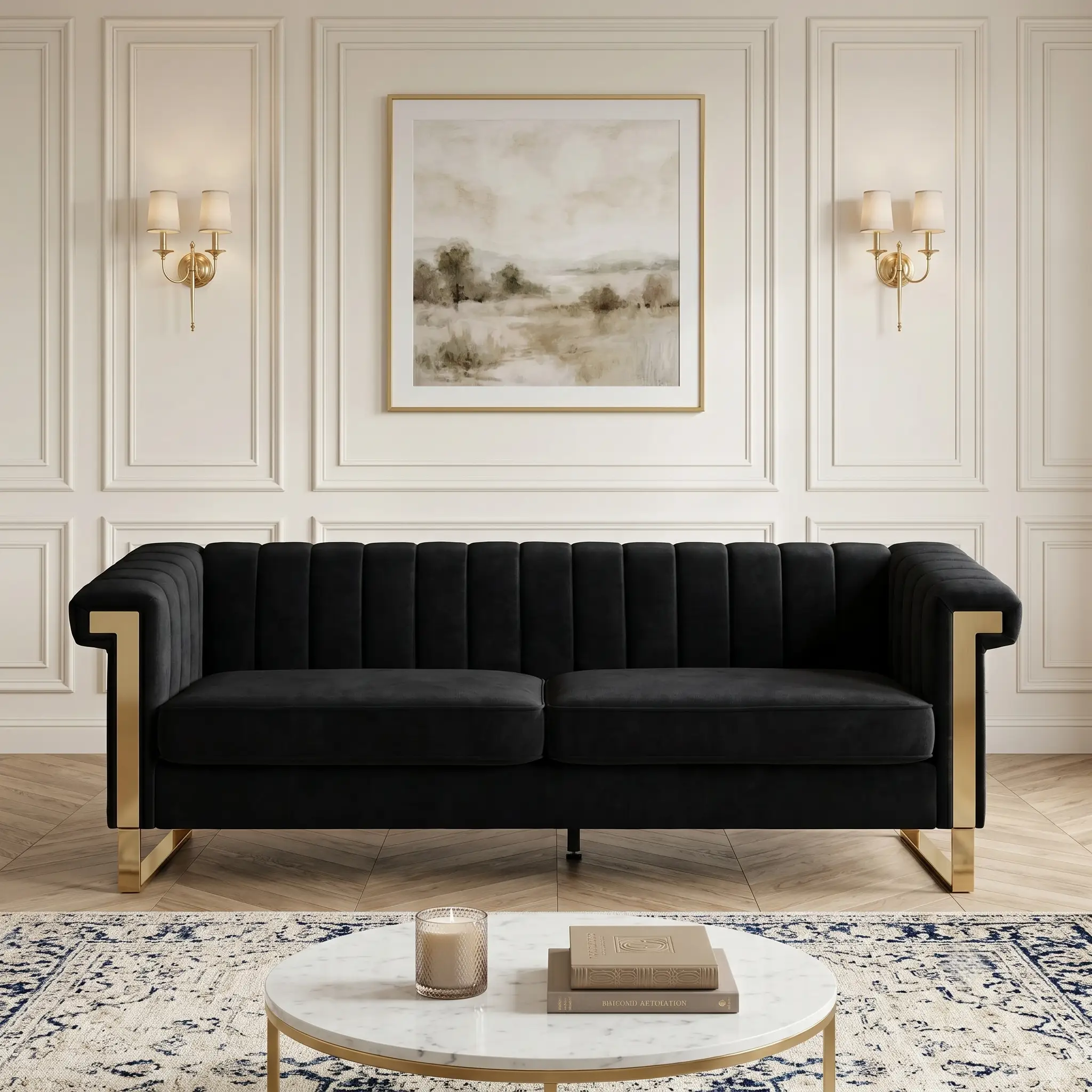 FX-P81B-BK Chesterfield Sofa by HouseOfZazla
