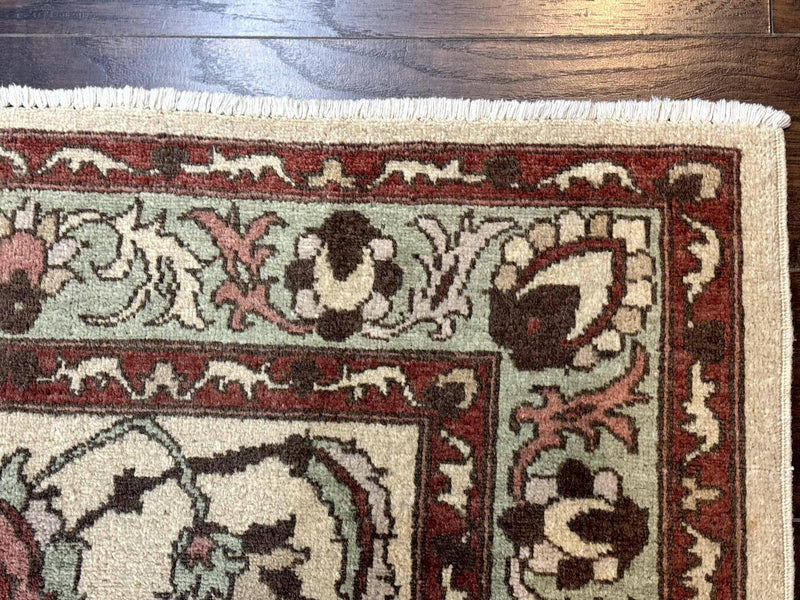 Indo Mahal Rug 4 x 5.6, Indian Handmade Wool Area Rug by Jewel Rugs
