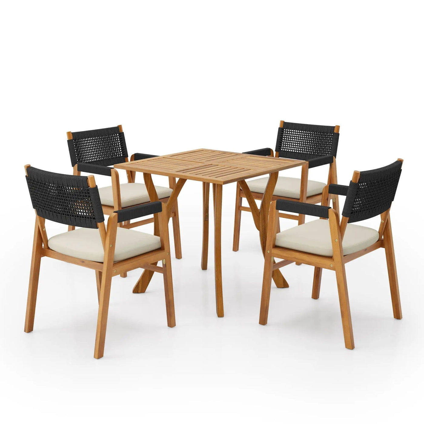 Outdoor Rustic Patio Acacia Bistro Set With Cushions by HouseOfZazla