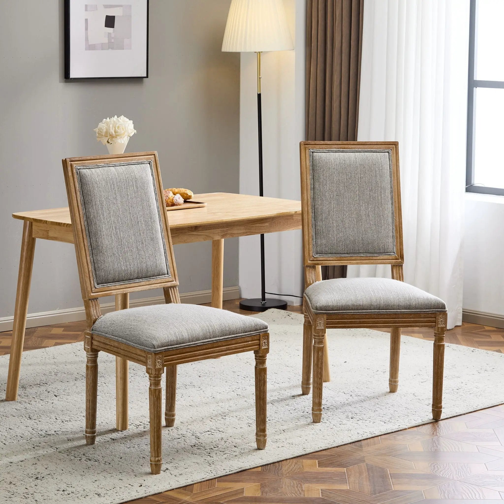 French Country Style Dining Chair With Upholstered Seating And Fluted Legs by HouseOfZazla