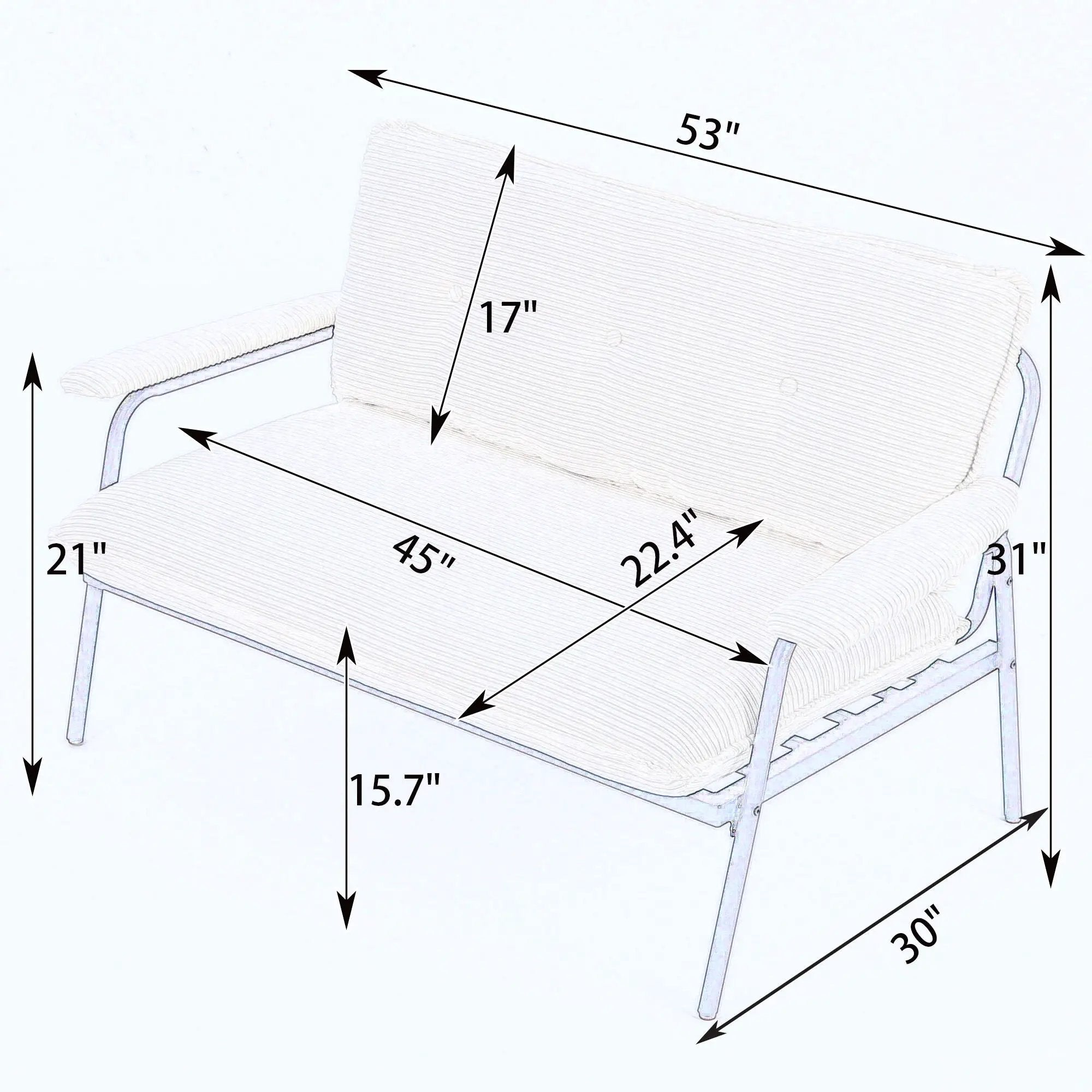 Modern Metal Frame Sofa With Sponge Filling For Compact Spaces And Versatile Use by Unique Piece Furniture