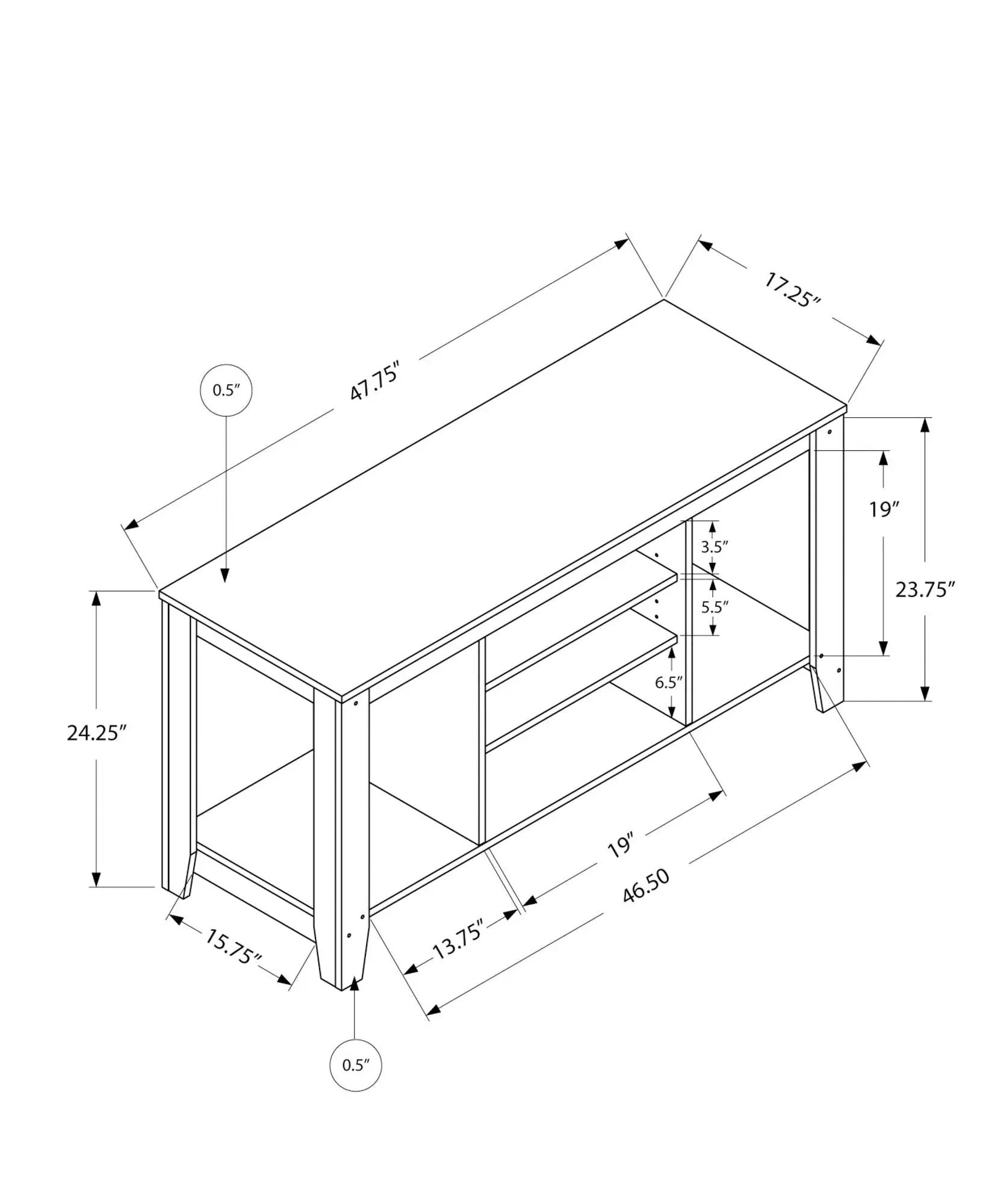 TV Stand, Console, Media Entertainment Center, Versatile Storage Shelves by Unique Piece Furniture