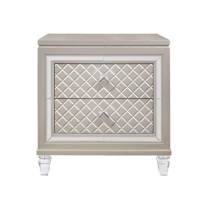 Glam Nightstand with Jewel Accents and Mirrored Details – Champagne, photo 4 of 5