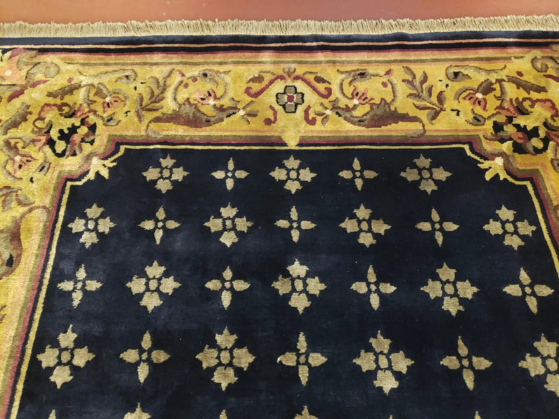 6x9 Aubusson Design Nepali Tibetan Rug Black & Tan Hand-Knotted Wool Carpet Soft Plush Pile New Rug Nice by Jewel Rugs