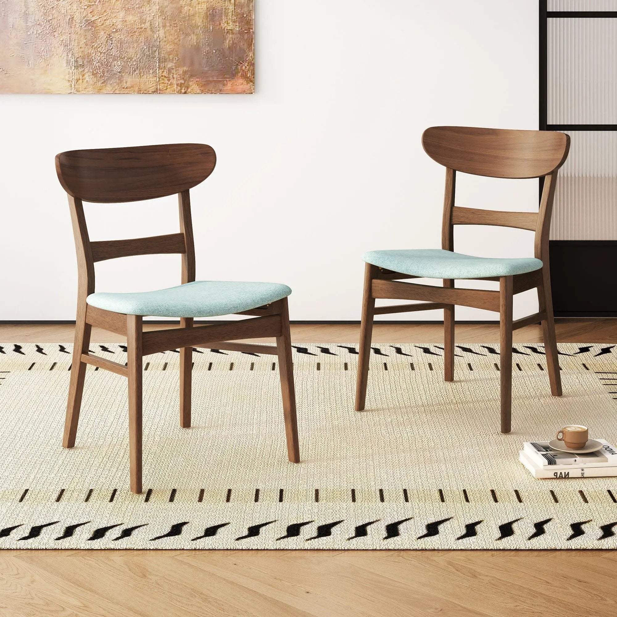 Mid Century Dining Chairs With Cushioned Seats And Wood Frame (Set of 2) by HouseOfZazla