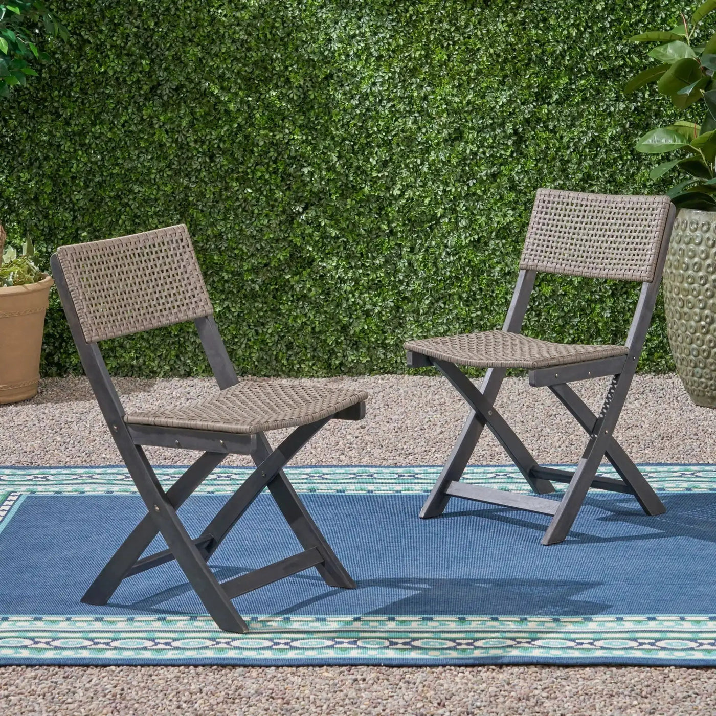 Bistro Foldable Chair With Wicker Backrest by HouseOfZazla
