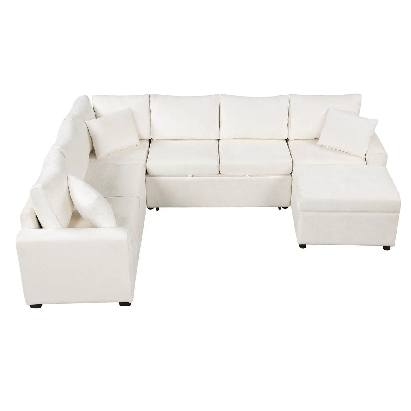 Sectional Sofa Pull-Out Sofa Bed Sleeper With A Storage Ottoman, Three Pillows And Charging Devices For Living Room by HouseOfZazla