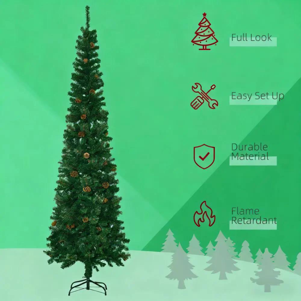 Slim Pine Needles Xmas Tree - 7.5 Foot Pencil Christmas Tree by HouseOfZazla