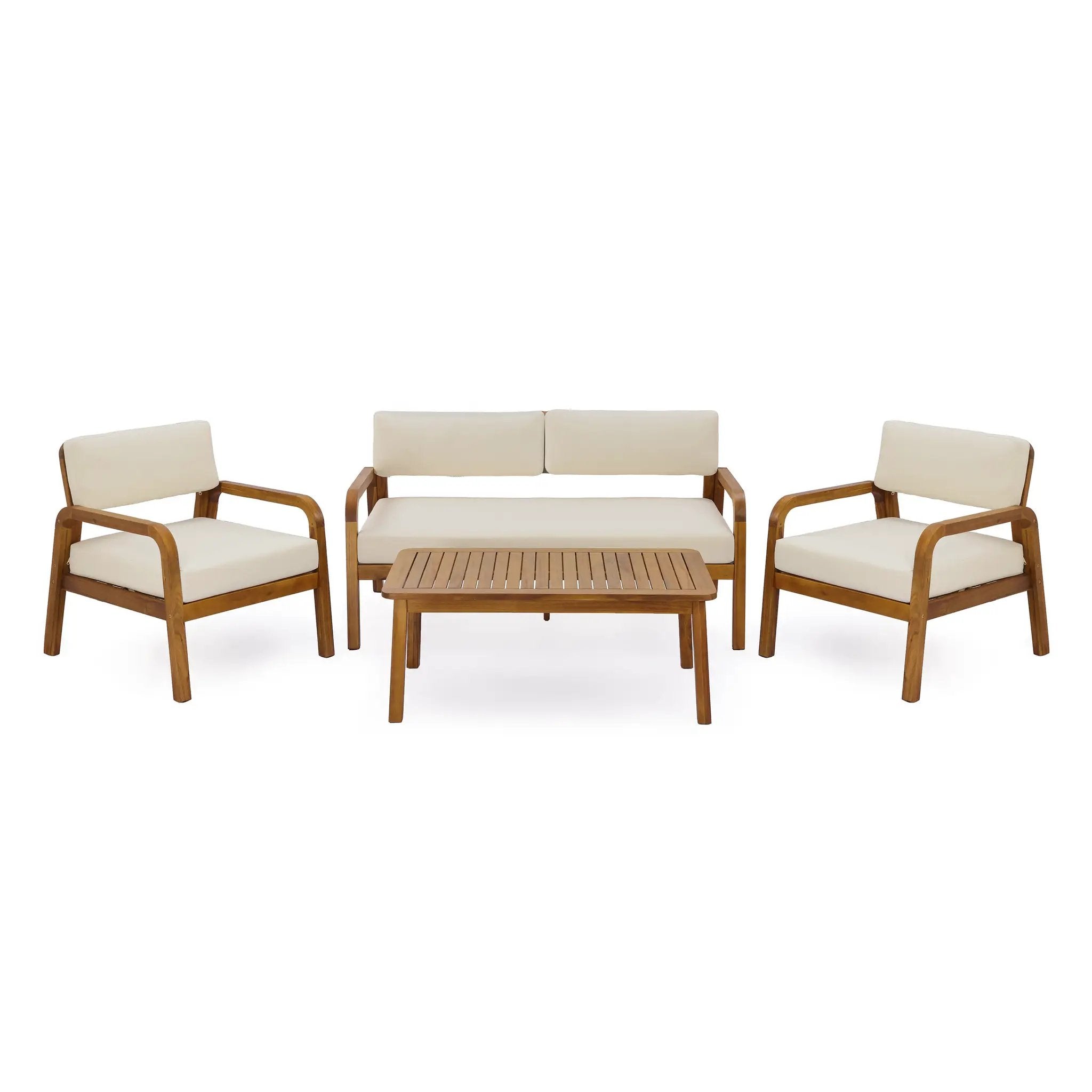 4-Pieces Outdoor Sofa Set with Cushions - Teak by HouseOfZazla