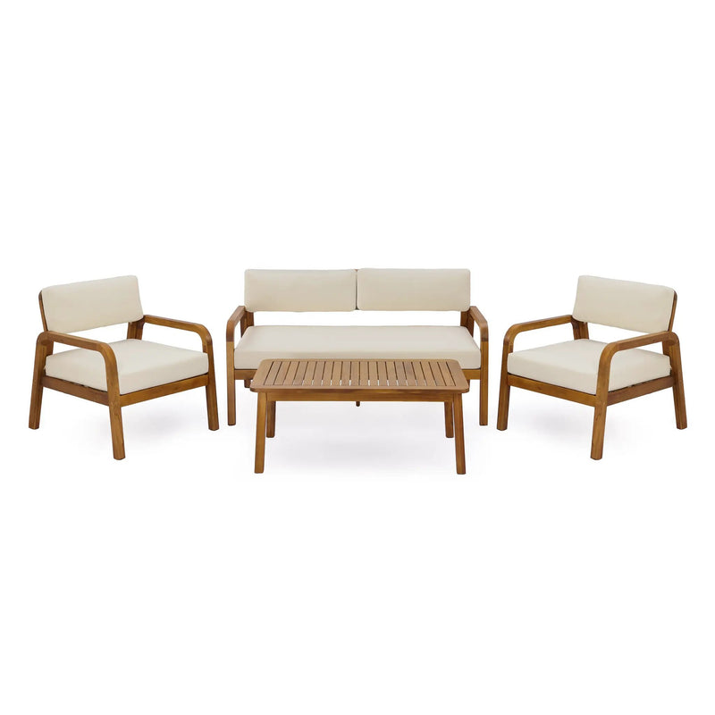 4-Pieces Outdoor Sofa Set with Cushions - Teak by HouseOfZazla