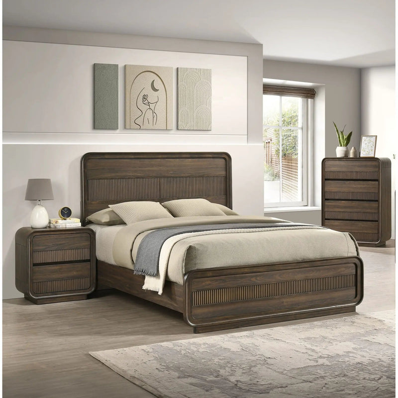Flair Rounded Edges Nightstand, 2 Drawer Storage - Brown