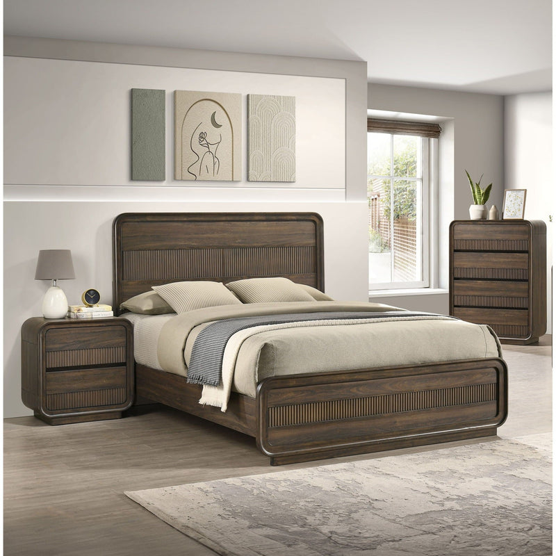 Flair Rounded Edges Nightstand with 2 Drawer Storage - Brown, photo 5 of 6