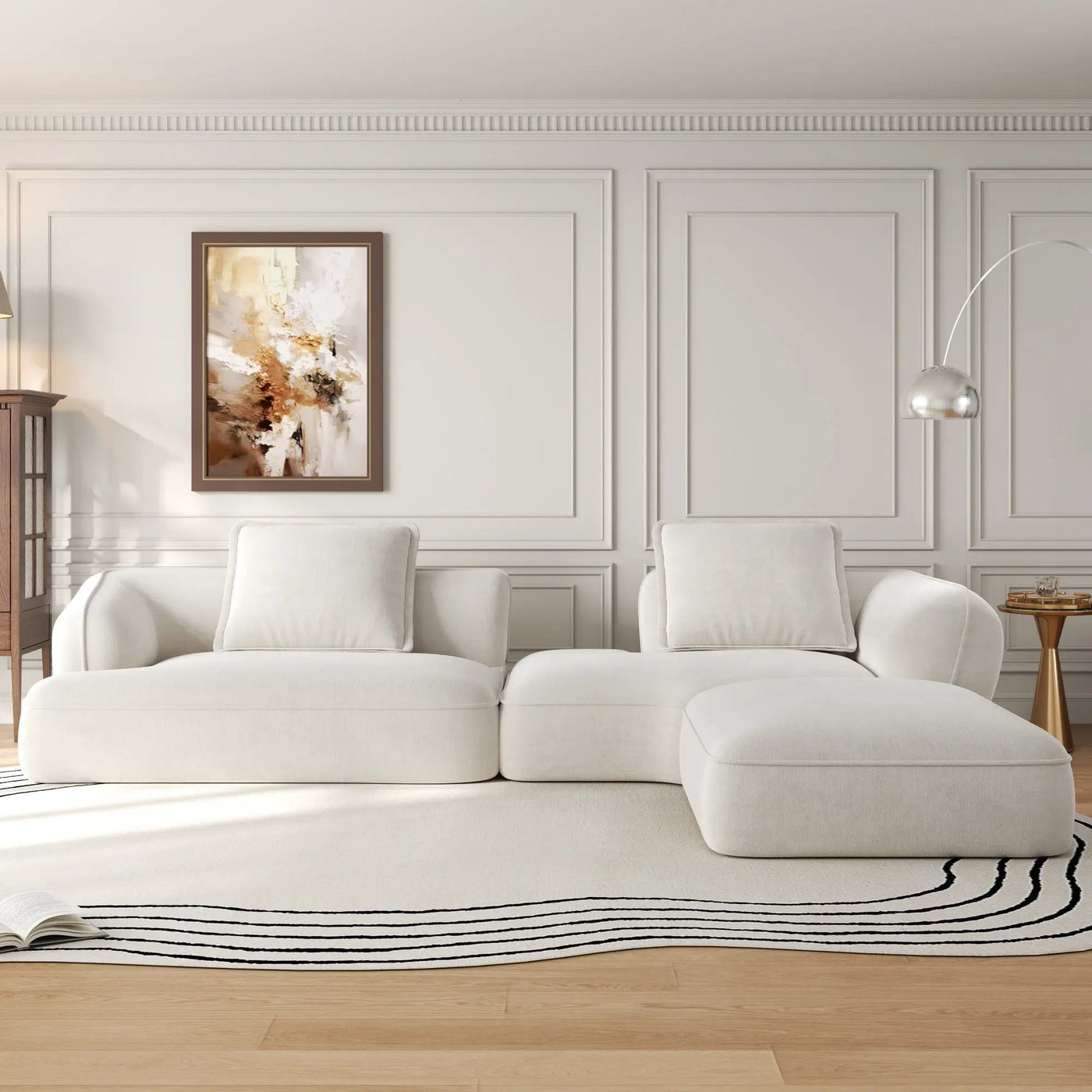 122" Modern L-Shaped Sectional Sofa with High-Density Foam and Chaise Lounge by HouseOfZazla