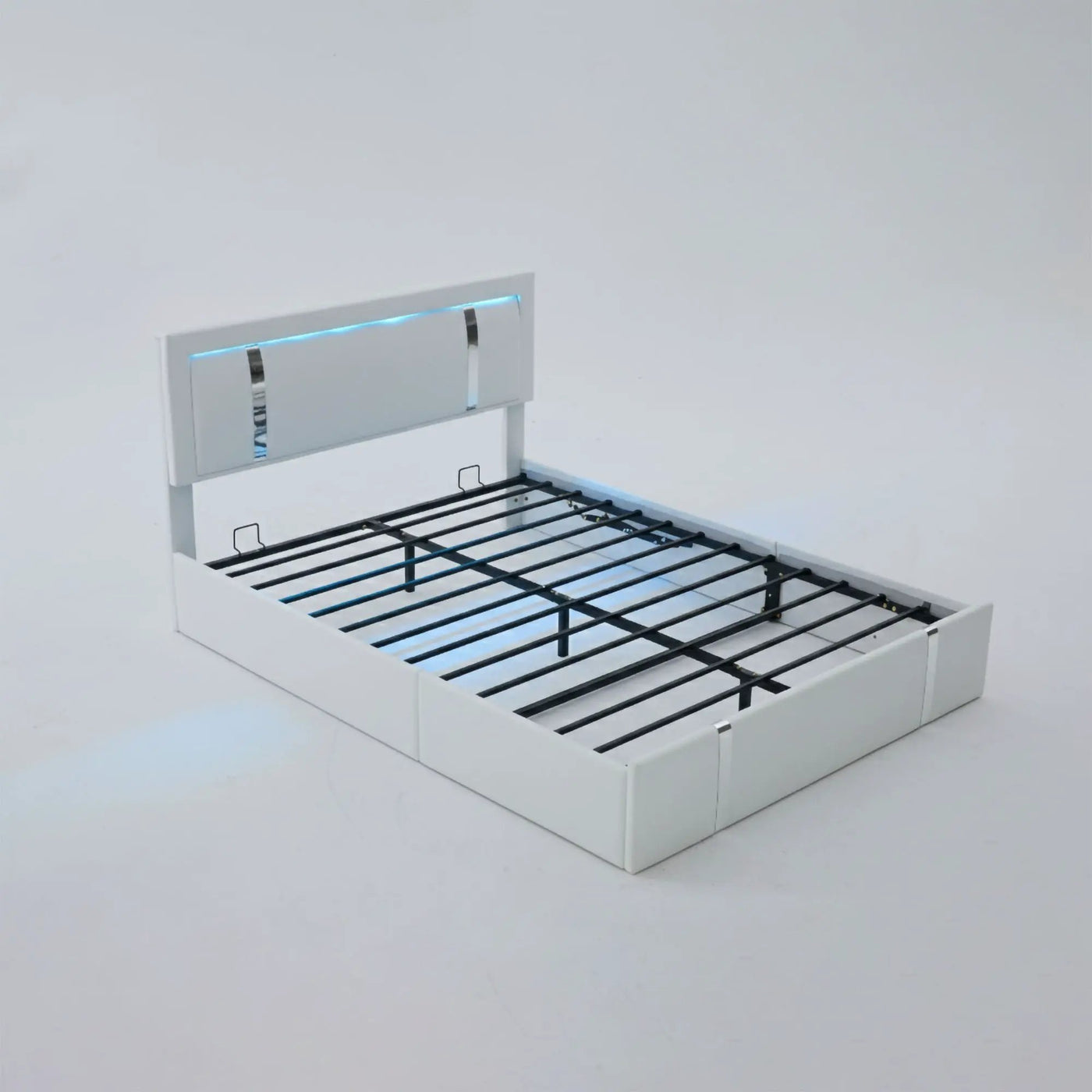 Upholstered Platform Bed Frame With Adjustable LED Headboard, USB C-Charging, Hydraulic Lift by HouseOfZazla