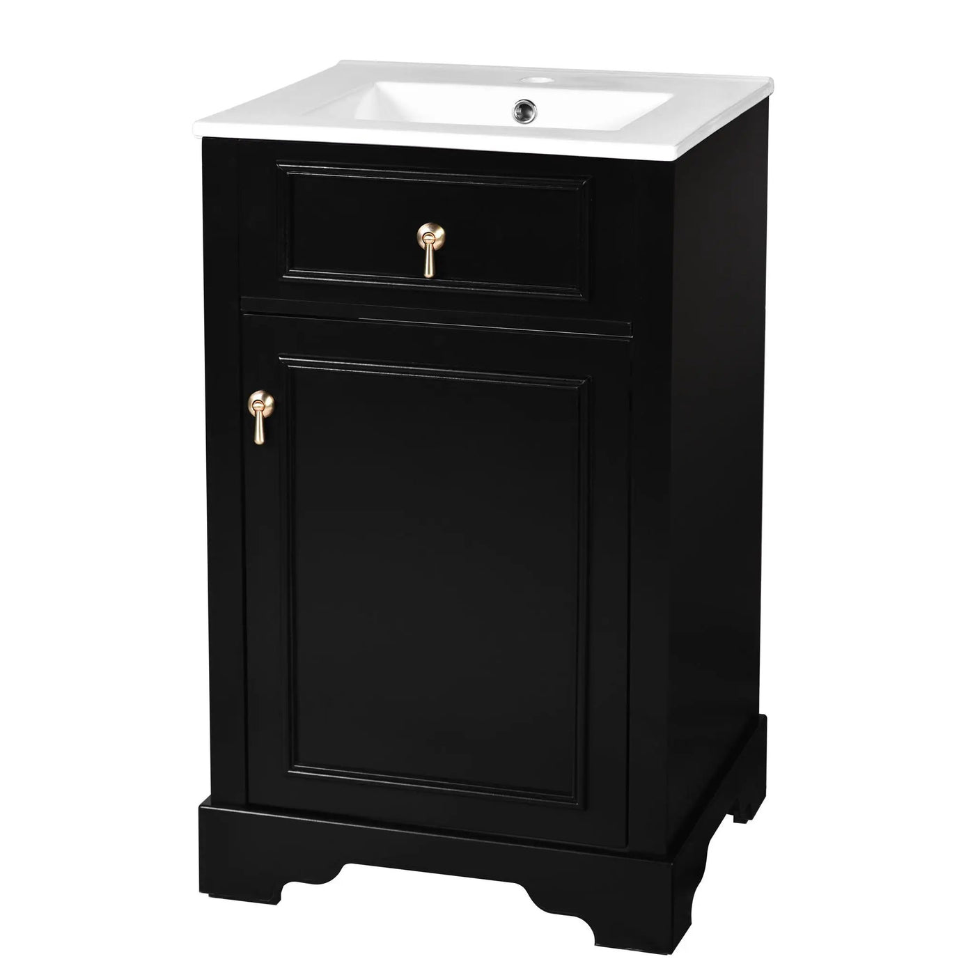 Elegant Bathroom Vanity With Ceramic Sink, Soft Close Door, Adjustable Shelf by HouseOfZazla