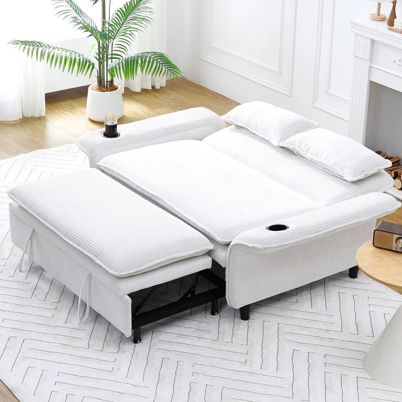 Modern Fabric Multi-Functional Sofa Bed With Adjustable Armrests And Backrests by HouseOfZazla