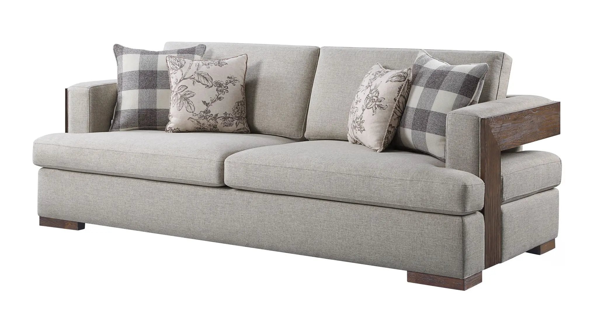 Niamey - Sofa With 4 Toss Pillows - Walnut by HouseOfZazla