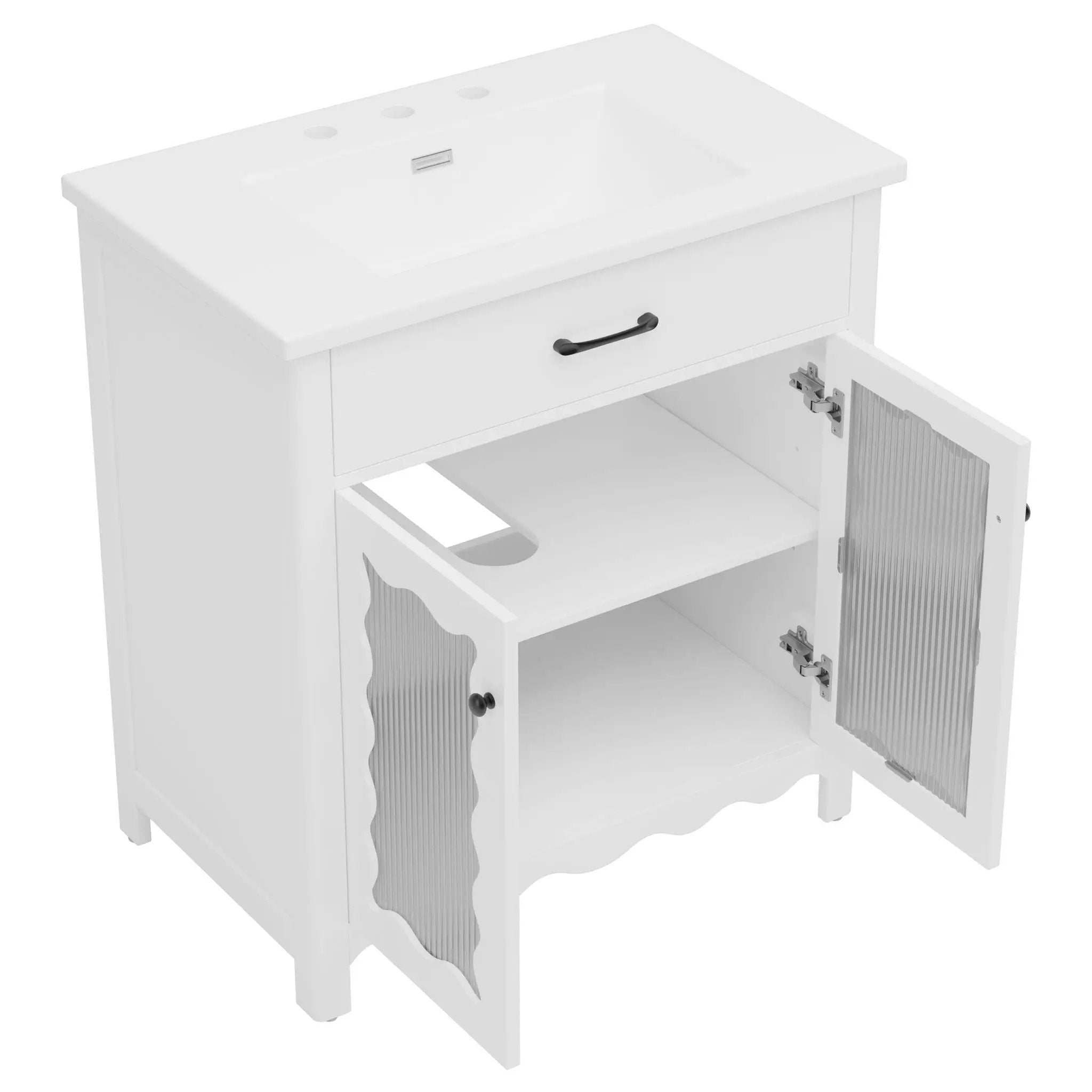 Modern Bathroom Vanity With Tempered Glass Doors by HouseOfZazla