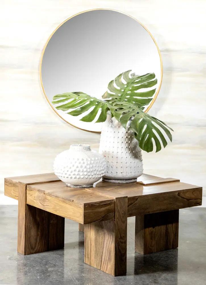 Samira Square Solid Wood Coffee Table Natural Sheesham by Unique Piece Furniture
