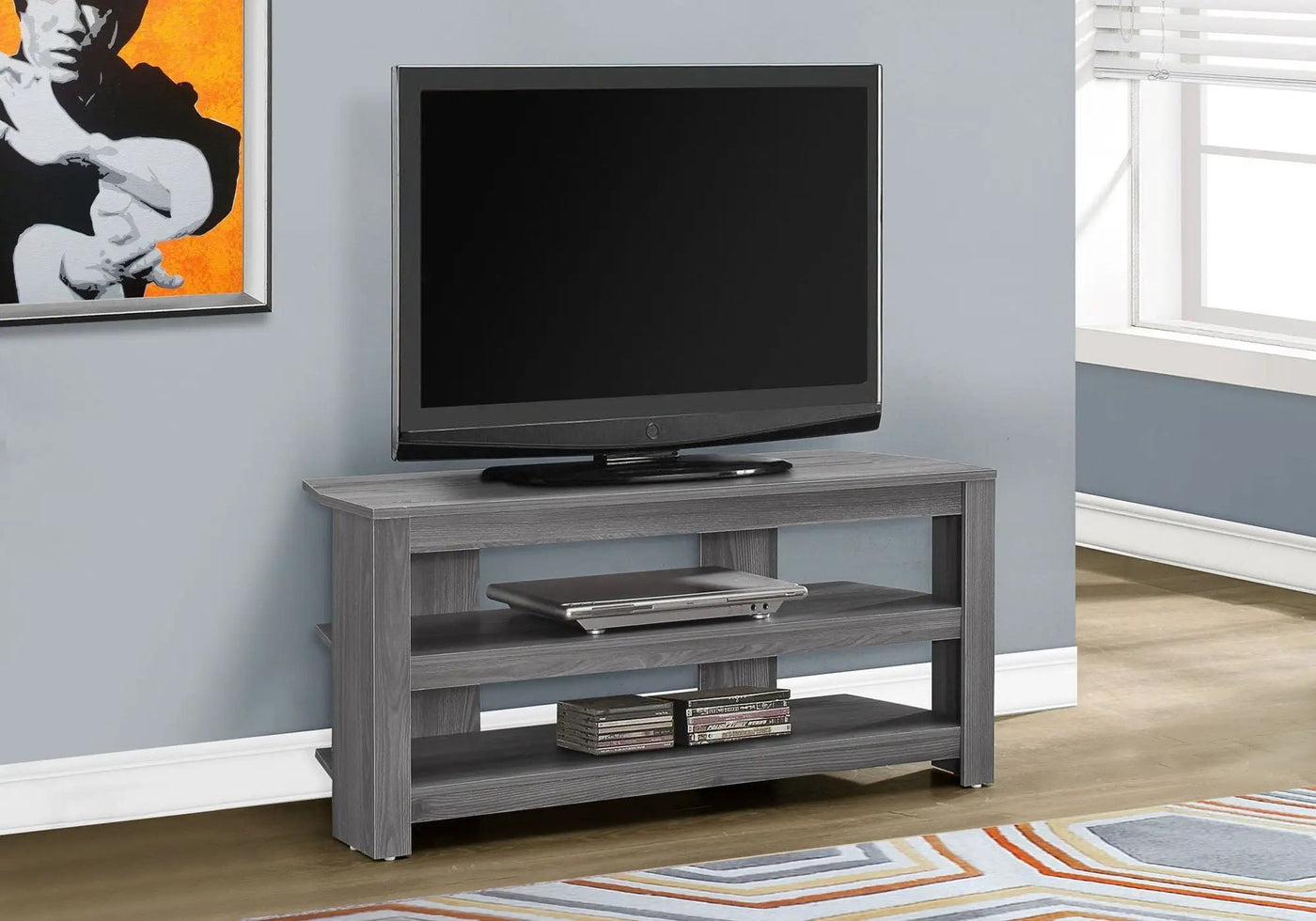 TV Stand Console Media Entertainment Center with 3 Storage Shelves by HouseOfZazla